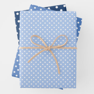 Hoja De Papel De Regalo Moda Patrón de puntos de polka blanco azul oscuro