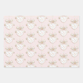 Hoja De Papel De Regalo Moda puntos blancos rosados doblan a Navidades ado