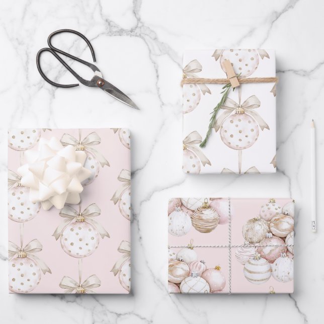 Hoja De Papel De Regalo Moda puntos blancos rosados doblan a Navidades ado (Anverso)