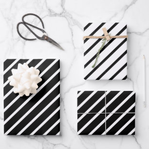 Hoja De Papel De Regalo Moda Sencillo elegante franjas diagonales en blanc