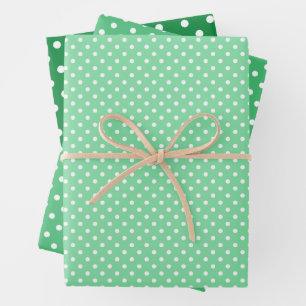 Hoja De Papel De Regalo Moda Shamrock Mint Green White Polka Dots Pattern