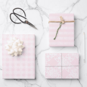 Hoja De Papel De Regalo Moda tónica de encaje rosa y blanco lindo