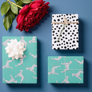 Hoja De Papel De Regalo Moda verde azuladas manchas dálmatas
