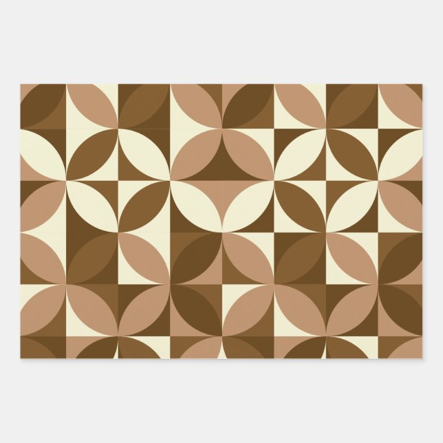 Hoja De Papel De Regalo Modelo Abstracto Moderno De Siglo Medio Marrón Vin (Anverso)