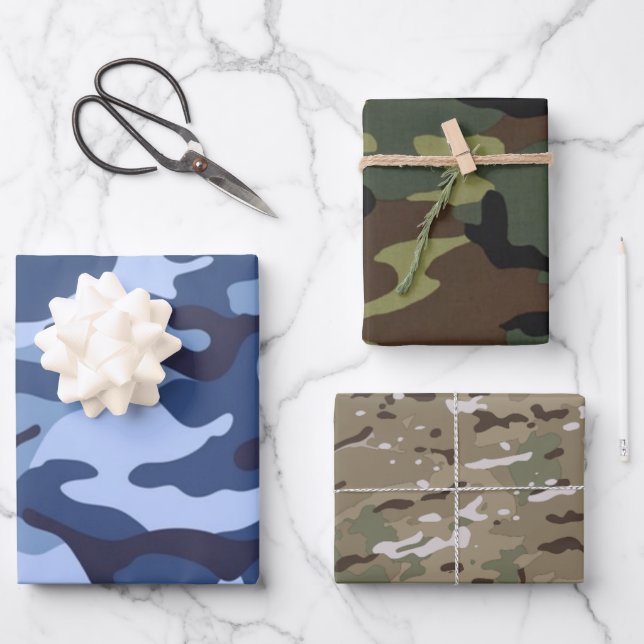 Hoja De Papel De Regalo Modelo de diseño militar de camuflaje de camo mult (Anverso)