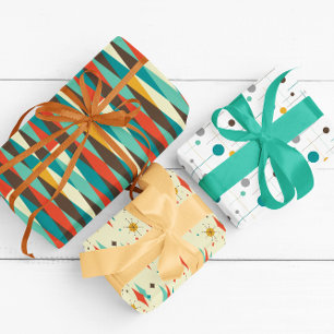 Hoja De Papel De Regalo Modelo de diseño moderno de mediados del siglo