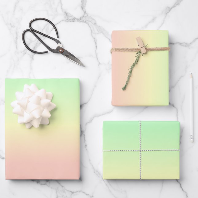 Hoja De Papel De Regalo Modelo de resumen del arcoiris Ombre Pastel (Anverso)