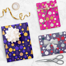 Hoja De Papel De Regalo Modern Abstract Christmas Holiday Set of 3