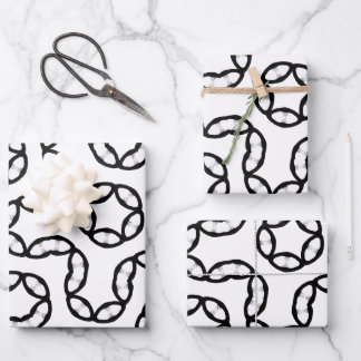 Hoja De Papel De Regalo Modern Black and White Chain Link Pattern Gift Wra