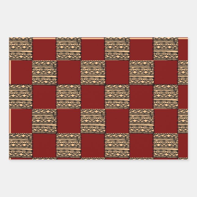 Hoja De Papel De Regalo Modern Checkerboard Geometric pattern  (Anverso)
