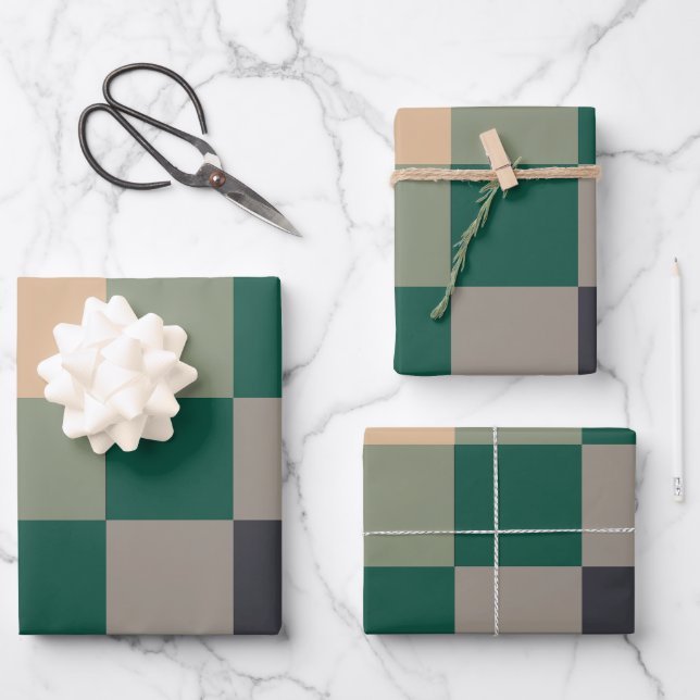 Hoja De Papel De Regalo Modern Color Checks Checkerboard (Anverso)