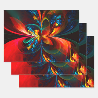 Hoja De Papel De Regalo Modern Floral Resumen Art Naranja Patrón Azul #14