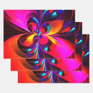 Hoja De Papel De Regalo Modern Floral Resumen Arte Patrón Azul Rojo #07