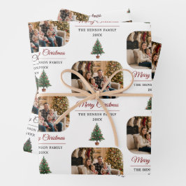 Hoja De Papel De Regalo Modern Personalized Family Photo Christmas 