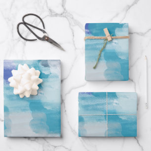 Hoja De Papel De Regalo Moderna acuarela turquesa y gris acuarela Resumen