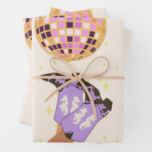 Hoja De Papel De Regalo Moderna Cowgirl Disco Ball