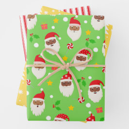 Hoja De Papel De Regalo Moderna diversión Santa Stripes Navidades Patrones