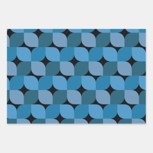 Hoja De Papel De Regalo Moderna geométrica de mediados de siglo en azul y 