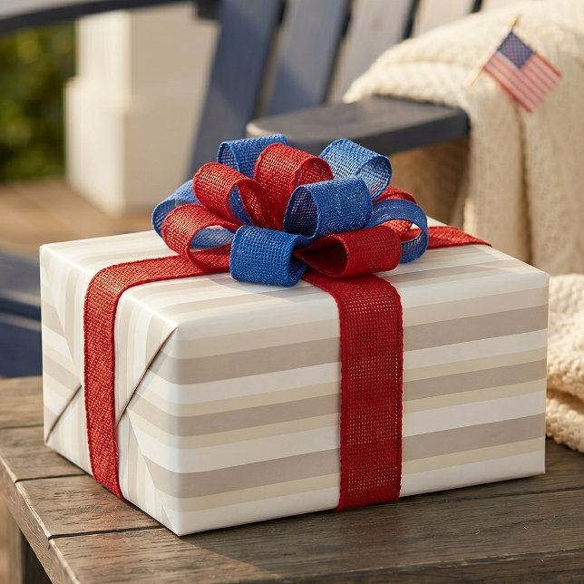 Hoja De Papel De Regalo Moderna Linear | Conjunto de Alabastro y Hueso (Styled Gift)