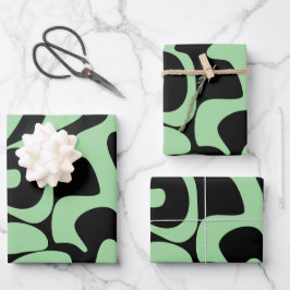 Hoja De Papel De Regalo Moderna Moda Sage Green Black Trendy