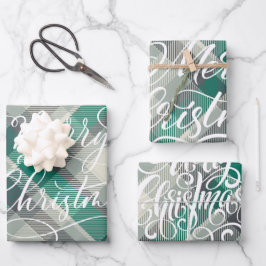 Hoja De Papel De Regalo Moderna Plaid Gingham Feliz Navidad