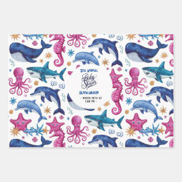 Hoja De Papel De Regalo Moderna y elegante acuarela Ducha de bebé de anima