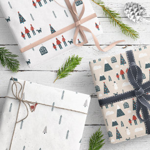 Hoja De Papel De Regalo Moderna y elegante familia escandinava azul beige