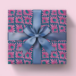 Hoja De Papel De Regalo Moderno bloqueo floral impresión margarita rosa