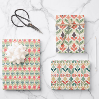 Hoja De Papel De Regalo Moderno Boho Pastel Art De Mediados Del Siglo