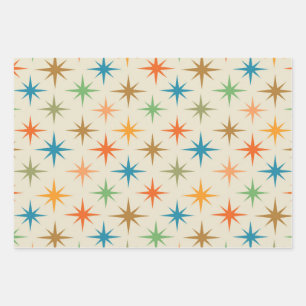 Hoja De Papel De Regalo Moderno colorido estallido de estrella atómica de 