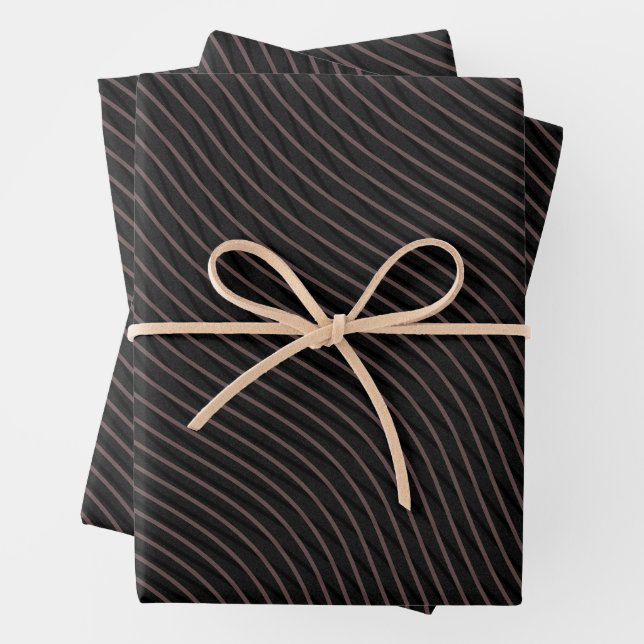 Hoja De Papel De Regalo Moderno elegante rayado negro (In situ)