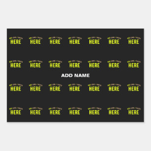 HOJA DE PAPEL DE REGALO MODERNO ESTILIZADO PERSONALIZABLE NEGRO MARCADO VE