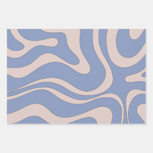 Hoja De Papel De Regalo Moderno Retro Líquido Swirl Funky Resumen Patrón