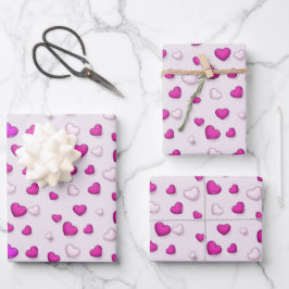 Hoja De Papel De Regalo Moderno y lujoso Corazón Rosa
