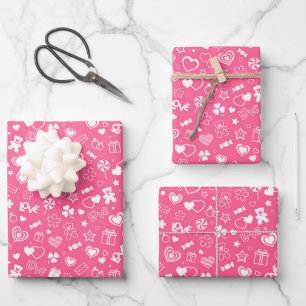 Hoja De Papel De Regalo Moderno y lujoso Corazón Rosa