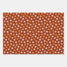 Hoja De Papel De Regalo Modesto Ditsy Floral marrón Feliz Acción de Gracia