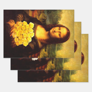 Hoja De Papel De Regalo Mona Lisa Con Rosas