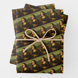 Hoja De Papel De Regalo Mona Lisa Soplando Goma Rosa