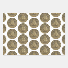 Hoja De Papel De Regalo Moneda de un año de aniversario de recuperación si