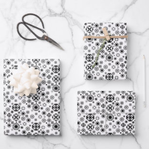 Hoja De Papel De Regalo Mono patrón decorativo arabesco blanco negro lindo