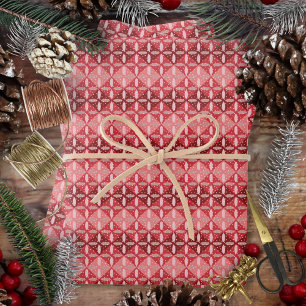 Hoja De Papel De Regalo Monocromo rojo festivo geométrico y terrazo