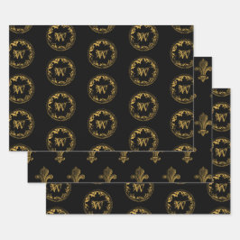 Hoja De Papel De Regalo Monograma alterado de la vendimia rusa del oro y n