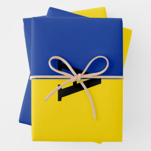 Hoja De Papel De Regalo Monograma azul y amarillo de la bandera de Ucrania