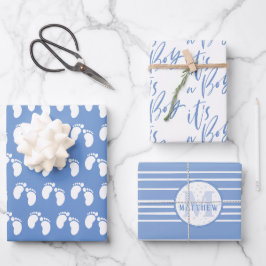 Hoja De Papel De Regalo Monograma Baby Shower, bebé recién nacido es un ni