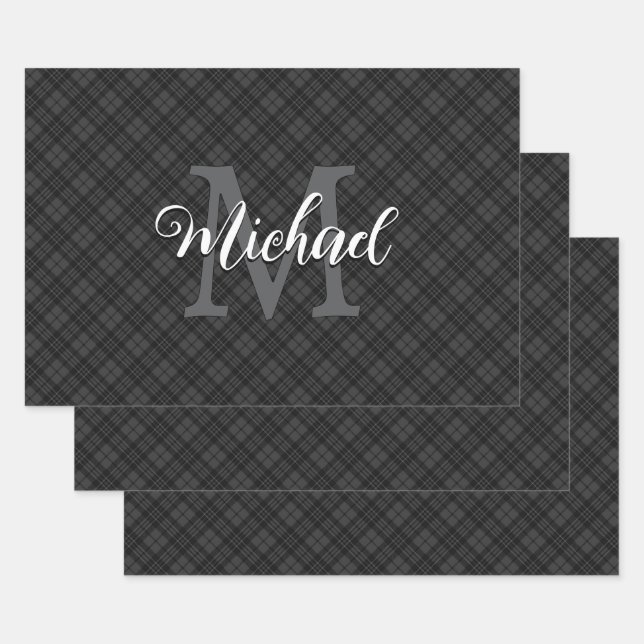 Hoja De Papel De Regalo Monograma de Navidades de invierno con manchas de  (Set)