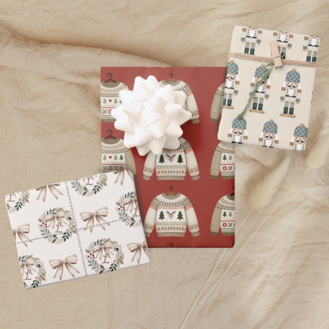 Hoja De Papel De Regalo Monograma de navidades Sweater Nutcracker (Subido por el creador)