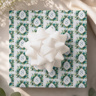 Hoja De Papel De Regalo Monograma Floral de Inicial Personalizada