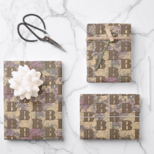 Hoja De Papel De Regalo Monograma Floral Inicial B Su Nombre Elegante