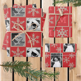 Hoja De Papel De Regalo Monograma moderno de copo de nieve ruso