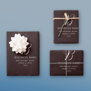Hoja De Papel De Regalo Monograma moderno y elegante de nombres de negocio